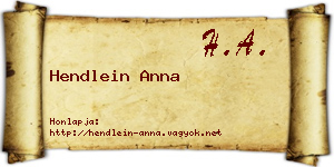 Hendlein Anna névjegykártya